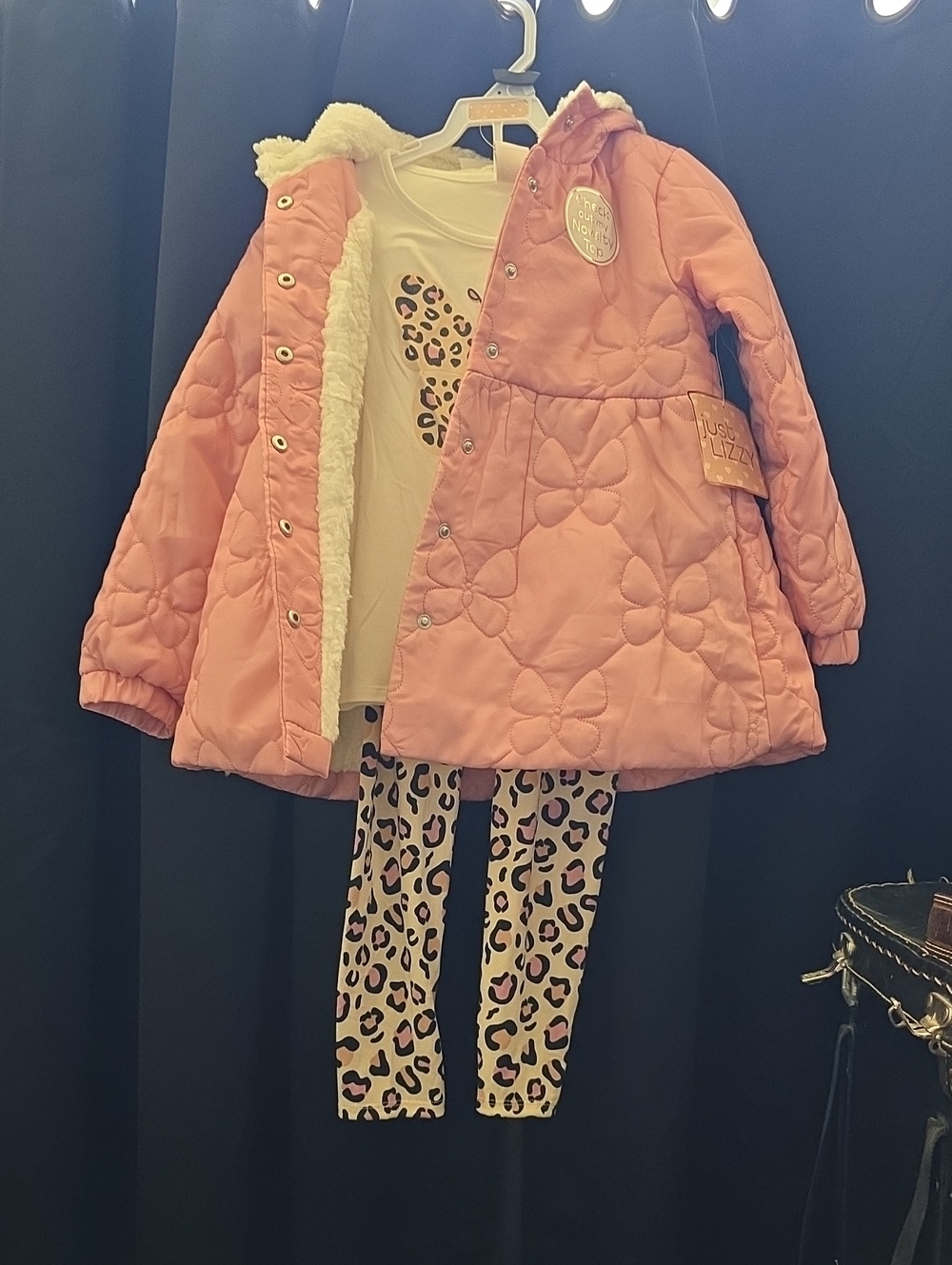 Girls Size 6 Pink Quilted Hooded Coat & Leopard Legging Set - Kids Matching Set